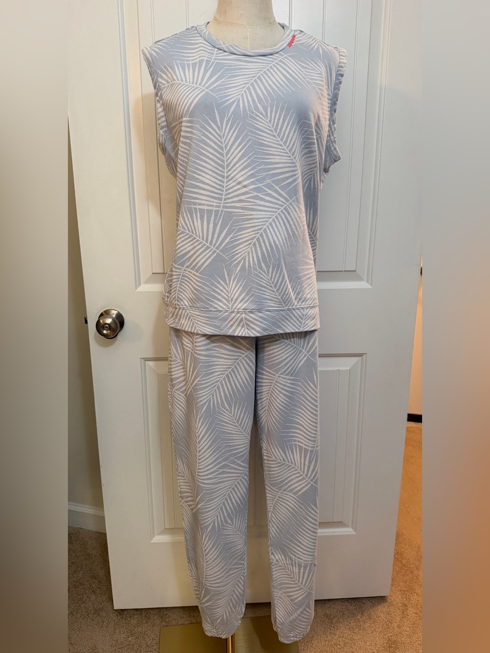 PJ Salvage Light Blue & White Palm-Print Pajama Set XL